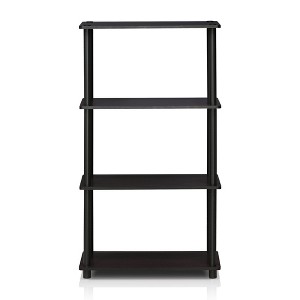 Furinno 4-Tier Ladder Decorative Bookshelf Open Multipurpose Shelf Display Rack Bathroom Kitchen Entryway Storage Shelves,Dark Walnut - 1 of 4