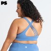 POPSUGAR PS Strappy Sports Bra for Women Blue Mist - Criss-Cross Back Padded Yoga Bra Workout Tops & Removable Cups - 3 of 4