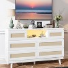 Zstar Rattan 6 Drawers LED Dresser with Charging Station for Closet, Living Room, Hallway - 3 of 4