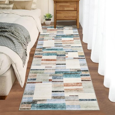 Washable Runner Rug Non Slip Kitchen Rugs Modern ndoor Entryway Rug Farmhouse Soft Bath Mat Stain Resistant Carpet for Bedroom Hallway Laundry