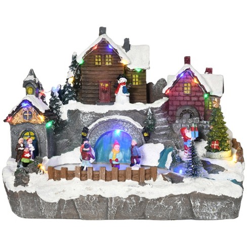 Homcom Christmas Village, Skating Pond Animated Winter Wonderland Set With  Multicolored Led Light, Plug-in Christmas Decoration : Target