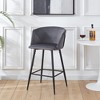 2PCS Velvet Counter Height Bar Stool with Metal Legs and Ergonomic Curved Back for Living Room - 4 of 4