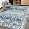 2 x 6 ft Polyester Initation  Blue Rectangular Hallway Bathroom Entryway Kitchen Office Foldable Flower Printed  Washable Area Rug - 3 of 4