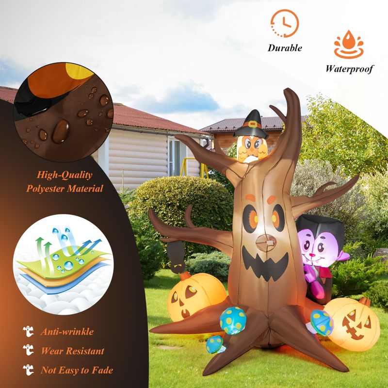 Tangkula 6 FT Tall Halloween Inflatable Decoration Outdoor Blow Up Dead Tree with Vampire Owl Bat Pumpkin Bright LED & RGB Lights, 5 of 11