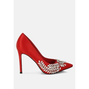 Rhinestones Embellished Satin Stiletto Pumps Women - 1 of 4