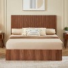 NicBex Queen Size Natural Wooden Bed Frame with Curved Lines Headboard & Hydraulic Storage,Modern Platform Bed,No Box Spring Needed - 3 of 4