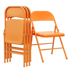 All-Steel Folding Chairs with Backrest, Heavy Duty Metal Foldable Dining Chair Set of 4 Hold Up to 350 LBS - 1 of 4