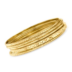 Ross-Simons 18kt Gold Over Sterling Jewelry Set: 5 Textured Bangle Bracelets - 1 of 4