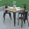 Emma and Oliver Indoor/Outdoor Dining Table, 31.5" Square All Weather Poly Resin Top with Steel Base - 3 of 4