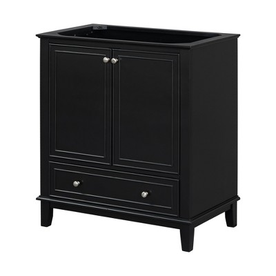 Vynxaria 30-inch Black Bathroom Storage Cabinets - Multi-functional Vanity Base without Sink