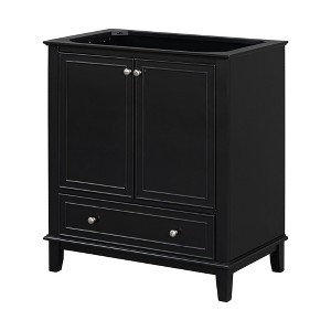Vynxaria 30-inch Black Bathroom Storage Cabinets - Multi-functional Vanity Base without Sink - 1 of 4