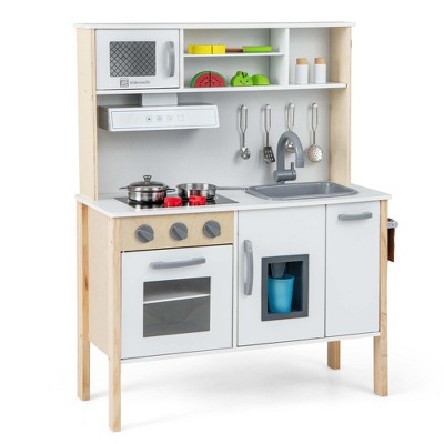 Costway Kids Corner Wooden Kitchen Playset Pretend Cooking Toy W/ Cookware  Accessories : Target