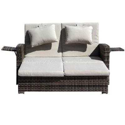 Courtyard Casual Miranda Outdoor Loveseat to Daybed Combo with Cushions