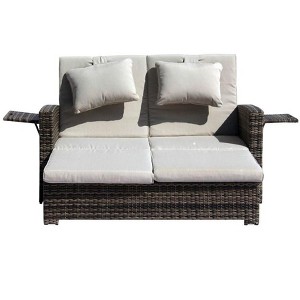 Courtyard Casual Miranda Outdoor Loveseat to Daybed Combo with Cushions - 1 of 4