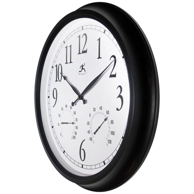 24&#34; Classic Outdoor Wall Clock Black - Infinity Instruments, 5 of 8