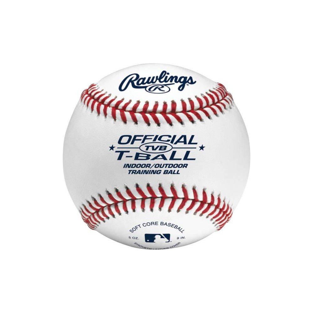 Rawlings 6U T Ball 2pk - White: Foam-Filled Synthetic Leather Baseballs
