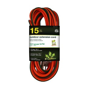 GoGreen Power (GG-13715) 16/3 SJTW Outdoor Extension Cord, Orange, Lighted End, 15 ft - 1 of 1
