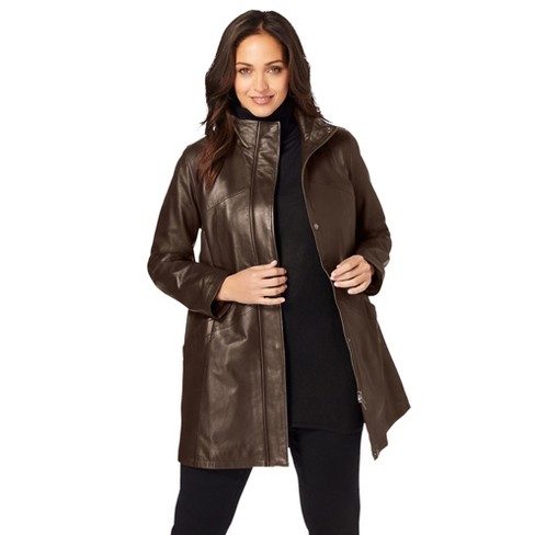 Jessica London Women's Plus Size Fur-Trim Leather Swing, 49% OFF