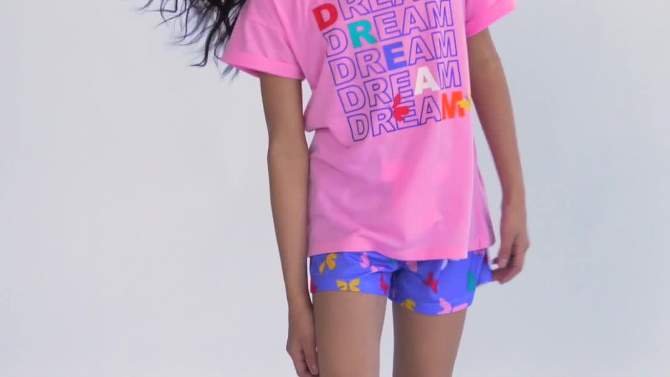 Sleep On It Girls 2-Piece Short-Sleeve Jersey Pajama Shorts Set with Matching Hair Scrunchie, 2 of 6, play video