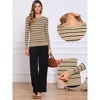 Allegra K Women Striped Round Neck Hollow Long Sleeve Regular Fit Casual Fall Winter Trendy Sweater - 2 of 4