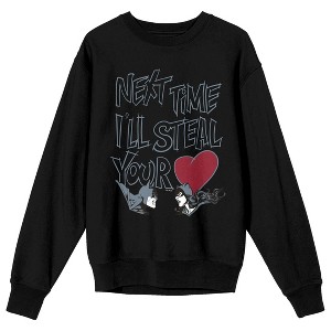 Batman Next Time I'll Steal Your Heart Crew Neck Long Sleeve Black Adult Sweatshirt - 1 of 3