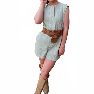 Women's Ranch Wife Button Down Romper - lalavon