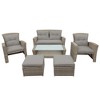 Sapphtopaz Outdoor Patio Furniture Set Rattan Patio Chairs Sectional Loveseat with Glass Table Top Coffee Table for Patio, Garden, Backyard - 2 of 4