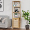 Acoinel 4-tier Bamboo Tilt-out Cabinet Laundry Hamper With Basket, Shelves - 3 of 4