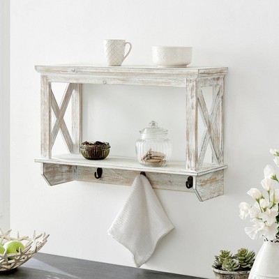 Jovi Wall Shelf with Hooks White - FirsTime