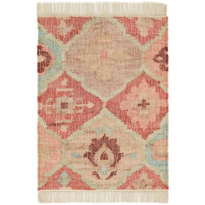 Handwoven Terracotta and Ivory Cotton Medallion Rug 2x3
