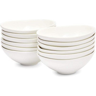 Juvale 12 Pack Oval Ceramic Pinch Bowls for Dipping and Meal Prep, White, 3 in.