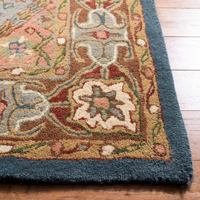 Elegant Heritage Green and Red Hand-Tufted Wool Area Rug - 3' x 5'