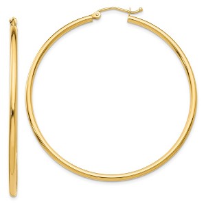Black Bow Jewelry 2mm, 14k Yellow Gold Classic Round Hoop Earrings, 50mm (1 7/8 Inch) - 1 of 4