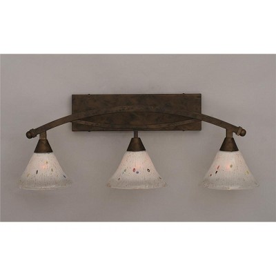 Toltec Lighting Bow 3 - Light Vanity in  Bronze with 7" Frosted Crystal Shade