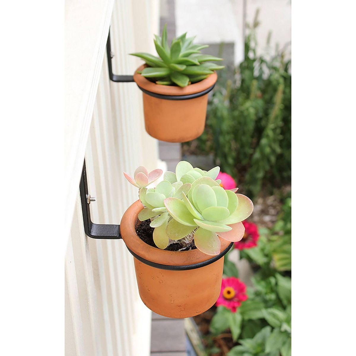 Set of 2 4" Wall Mounted Flower Pot Holder Ring Brackets Black - ACHLA Designs: Indoor/Outdoor Iron Plant Hangers - thumbnail 4