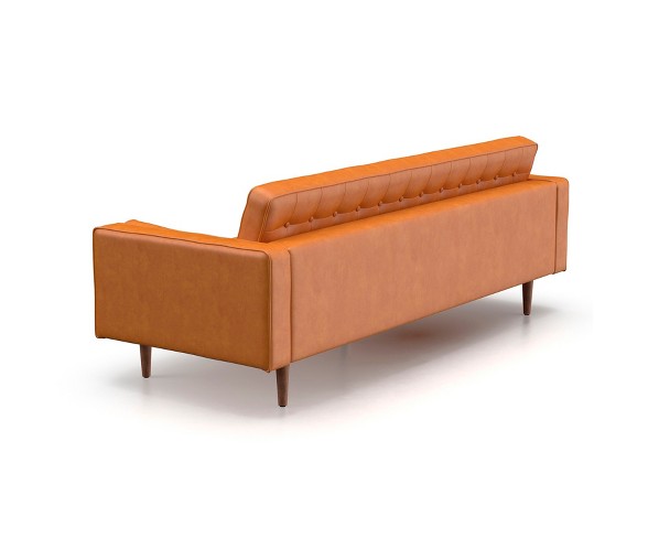 Oscar Modern Tufted Faux Leather Sofa Honey Tan - AF Lifestlye