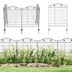 Outsunny Garden Decorative Fence Panel, 4 Pack, 44 x 36-Inch, Linear Length 12 Feet, Steel Border Folding Fence for Garden Landscaping - 1 of 4