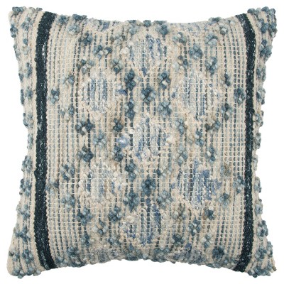 Oversize Striped Square Throw Pillow Blue/Gray - Rizzy Home