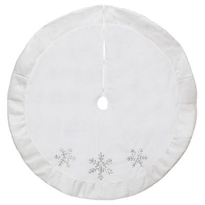 Northlight 48 White Quilted Christmas Hexagon Tree Skirt with Velvety Trim