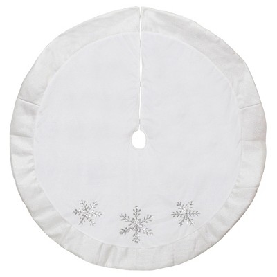 Northlight 48" White and Silver Embroidered Sequin Snowflakes Tree Skirt