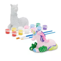 Bright Creations Unicorn and Llama Pet Rock Painting Kit for Kids, Includes 2 Paint Pod Strips, 2 Brushes and 2 Ceramic Figurines