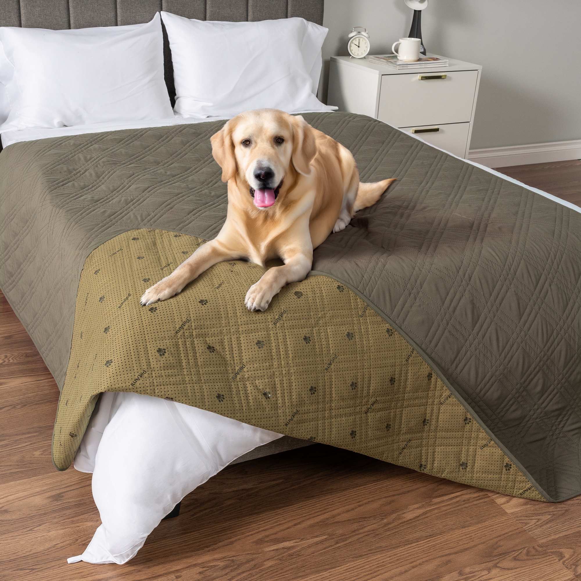 PetAmi Waterproof Dog Bed Couch Cover, Pet Cats Sofa Furniture Protector, Anti-Slip Soft Washable Blanket (Olive Green, X-Large 102 x 82 Inches)