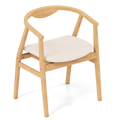 Tangkula Leisure Bamboo Armchair Modern Accent Chair w/ Curved Back & Bamboo Structure
