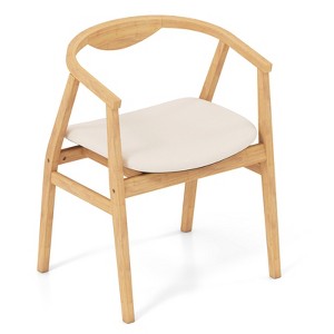 Tangkula Leisure Bamboo Armchair Modern Accent Chair w/ Curved Back & Bamboo Structure - 1 of 4