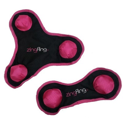 PetProjekt Large Zingfling 2-Piece Dog Toy Pink Set includes Duo & Trio