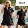 AI'MAGE Womens Swimsuit Coverup Short Sleeve Beach Bathing Suit Cover Up Swimwear Flowy Ruffle Bikini Dress Shirt - 2 of 3