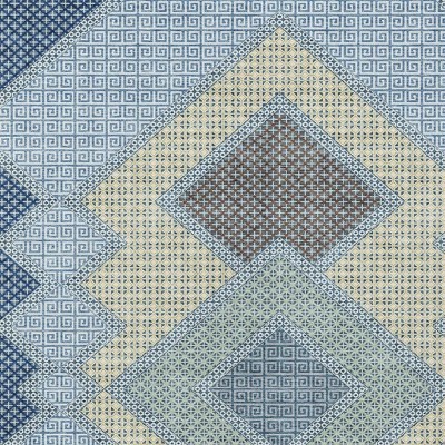 HomeRoots 8' X 10' Denim Blue Gray And Brown Geometric Washable Indoor Outdoor Area Rug