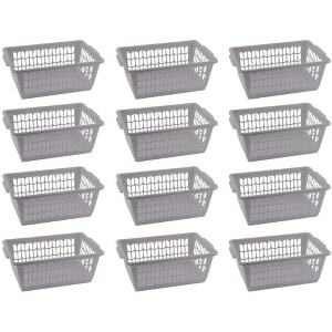 YBM HOME Plastic Perforated Storage Basket Bin Office Drawer, Shelf Desktop Countertop Tray Organizer, Pack of 12 - 1 of 2