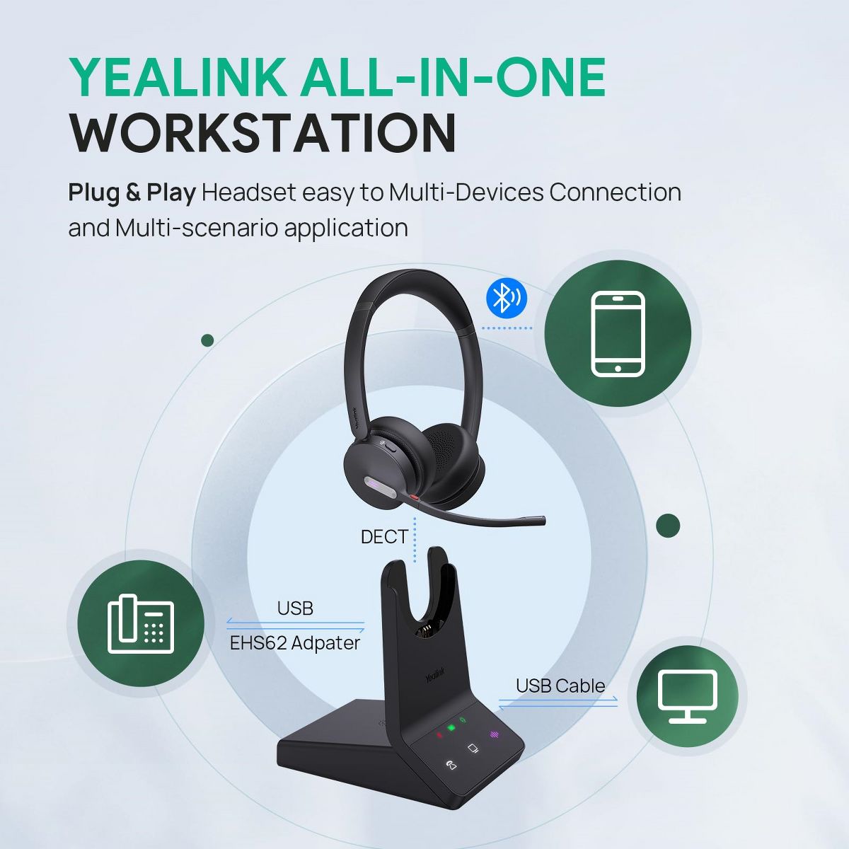 Yealink WH64 Dual Teams Wireless DECT Bluetooth Headset 1208674 - thumbnail 8