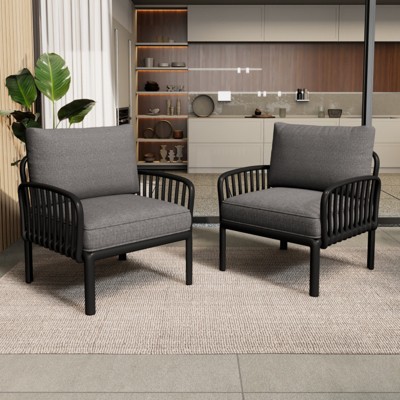 BEAFUP Outdoor Patio Club Chair, Modern Patio Furniture, Waterproof Thick Cushion Deep Seating for Porch, Balcony